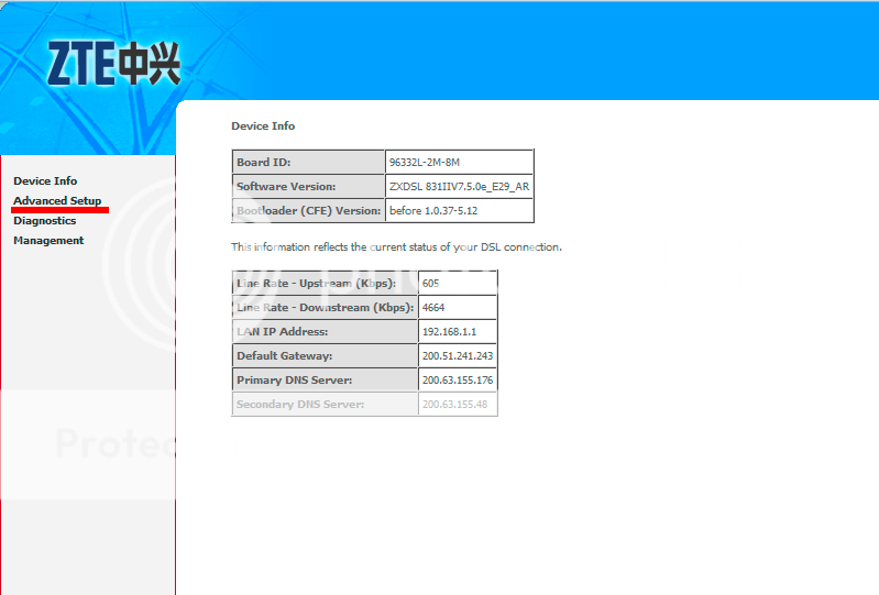 resetear modem zte