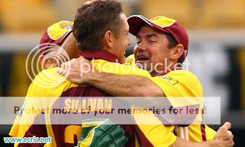 Jimmy Maher and Grant Sullivan celebrate a wicket Jimmy Maher and Grant Sullivan celebrate a wicket